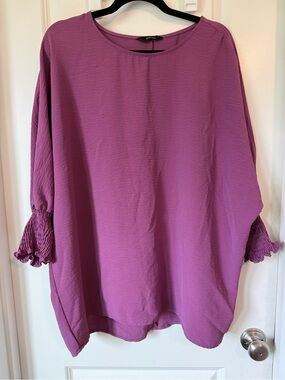 Dokotoo-Violet Plus-Size Smocked Sleeve Blouse